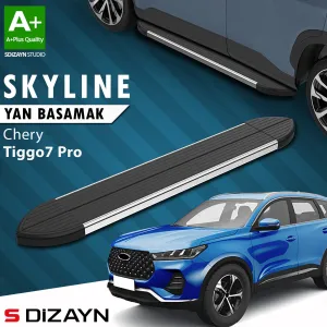S-Dizayn Chery Tiggo7 Pro Skyline Krom Yan Basamak 183 Cm 2022 Üzeri A+ Kalite thumb 1