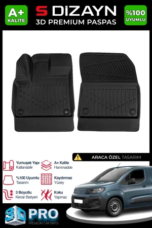 Peugeot Partner 2018-Günümüz (K9) uyumlu Panelvan 3D Pro Havuzlu Paspas Ön 2'li 2019 Üzeri A+ Kalite modelleri Oto Aksesuar Shop'de. Kaliteli malzeme, hızlı