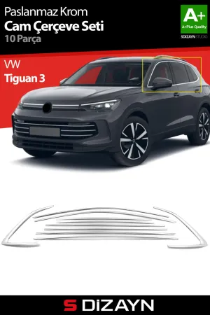 s-dizayn uyumlu VW Tiguan 3 Krom Cam Çerçeve 10 Prç. 2024 Üzeri A+ Kalite modelleri Oto Aksesuar Shop'de. Kaliteli malzeme, hızlı kargo ve güvenli alışverişle
