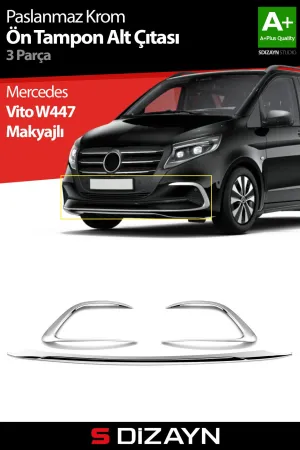 s-dizayn uyumlu Mercedes Vito W447 Makyajlı Krom Ön Tampon Alt Çıtası 3 Prç. 2024 Üzeri A+ Kalite modelleri Oto Aksesuar Shop'de. Kaliteli malzeme, hızlı kargo
