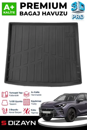 s-dizayn uyumlu Cupra Terramar 3D Pro Bagaj Havuzu Üst Bagaj 2025 Üzeri A+ Kalite modelleri Oto Aksesuar Shop'de. Kaliteli malzeme, hızlı kargo ve güvenli