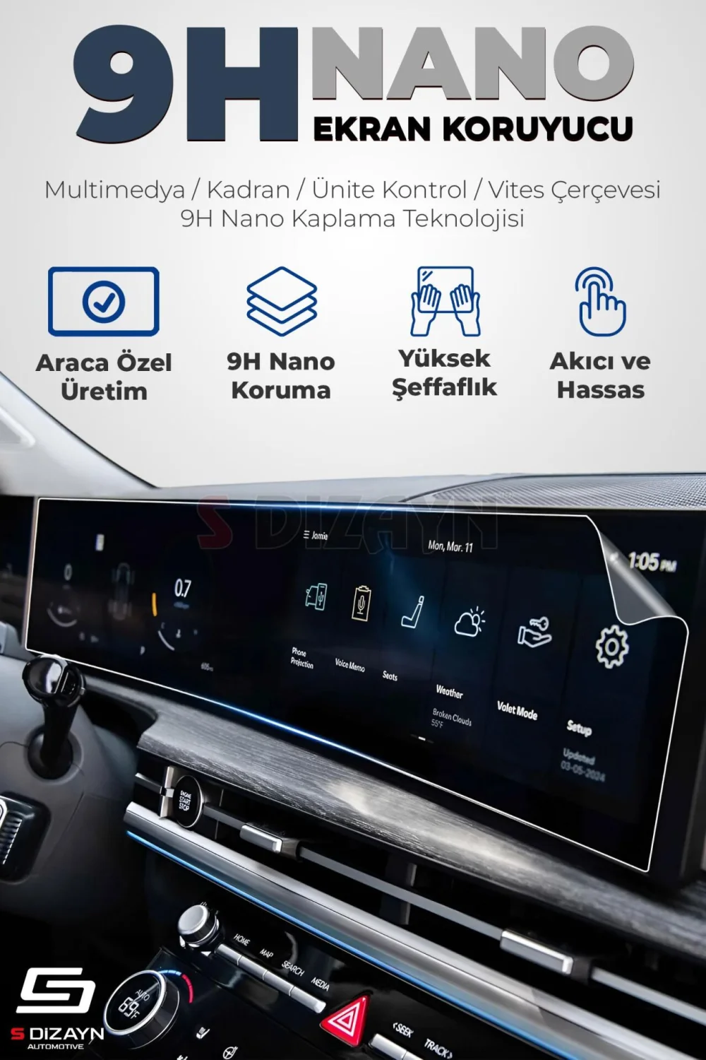 Drs Tuning Audi A4 9H Nano Multimedya Ekran Koruyucu (PARLAK) 2016-2018 A+ Kalite