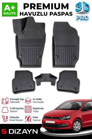 S-Dizayn VW Polo 4 3D Pro Havuzlu Paspas 2002-2009 A+ Kalite thumb 1