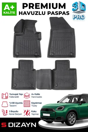 Mini Countryman 2024-Günümüz (U25) uyumlu U25 3D Pro Havuzlu Paspas 2024 Üzeri A+ Kalite modelleri Oto Aksesuar Shop'de. Kaliteli malzeme, hızlı kargo ve