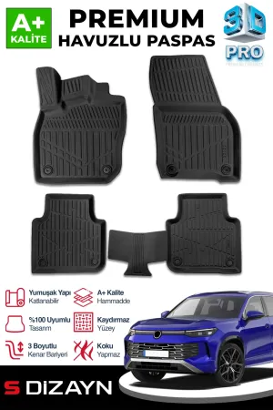 Volkswagen Tayron 3D Pro Havuzlu Paspas 2024 Üzeri A+ Kalite