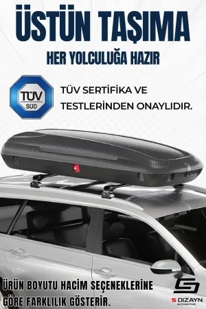 S-Dizayn Araç Üzeri Port Bagaj Karbon Fiber Desen 430 Litre Enjeksiyon Plastik A+ Kalite thumb 5