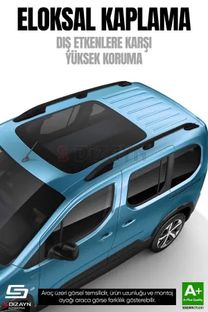S-Dizayn Citroen Berlingo 3 Kısa Şase Aluminyum Siyah Tavan Çıtası 2019 Üzeri A+ Kalite thumb 2