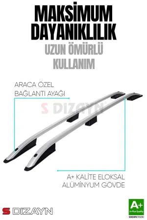 S-Dizayn Fiat Doblo 2 Uzun Şase Aluminyum Gri Tavan Çıtası 2010-2022 A+ Kalite thumb 4