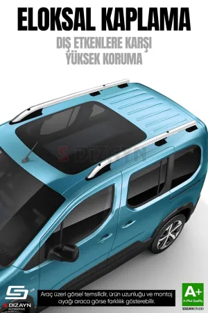 S-Dizayn Peugeot Bipper Aluminyum Gri Tavan Çıtası Sport Model 2008 Üzeri A+ Kalite thumb 2