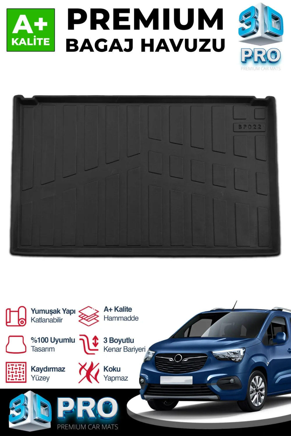 Drs Tuning Opel Combo E Seperatörlü 3D Pro Bagaj Havuzu 2019 Üzeri A+ Kalite