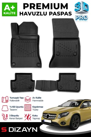 Mercedes-Benz GLA 3D Pro Havuzlu Paspas 2014-2019 A+ Kalite