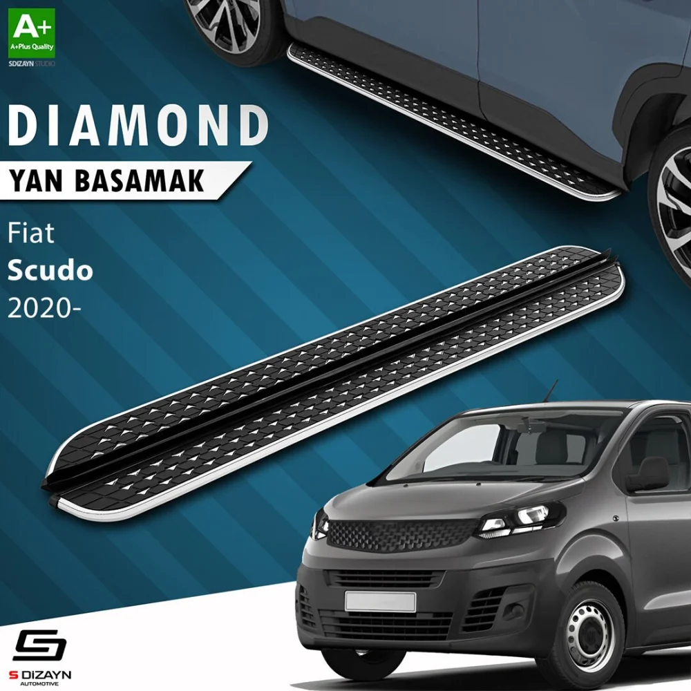 S-Dizayn Fiat Scudo 3 Kısa Şase Diamond Krom Yan Basamak 213 Cm 2020 Üzeri A+ Kalite