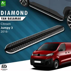 S-Dizayn Citroen Jumpy 3 Kısa Şase Diamond Krom Yan Basamak 213 Cm 2016 Üzeri A+ Kalite thumb 1