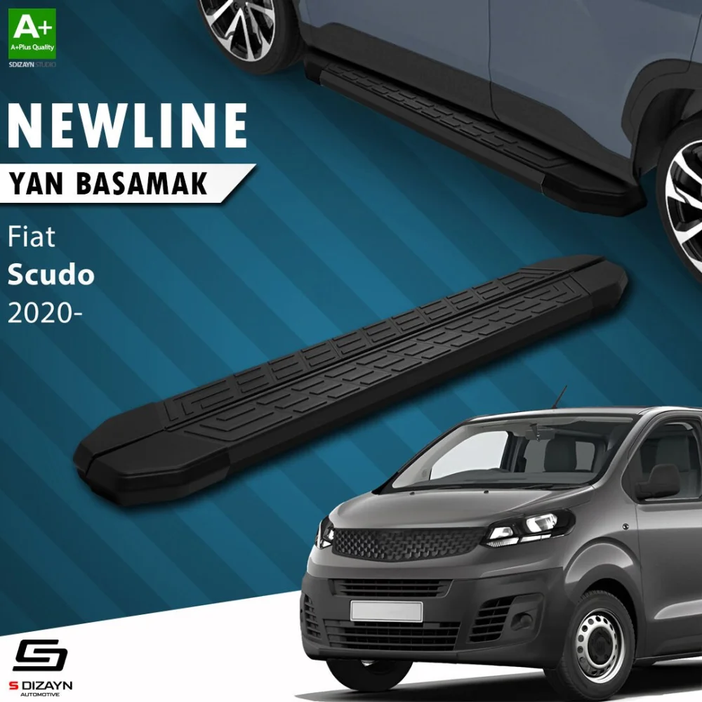 S-Dizayn Fiat Scudo 3 Uzun Şase NewLine Siyah Yan Basamak 243 Cm 2020 Üzeri A+ Kalite