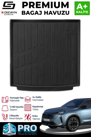s-dizayn uyumlu Peugeot 5008 Hybrid 3D Pro Bagaj Havuzu 2025 Üzeri A+ Kalite modelleri Oto Aksesuar Shop'de. Kaliteli malzeme, hızlı kargo ve güvenli