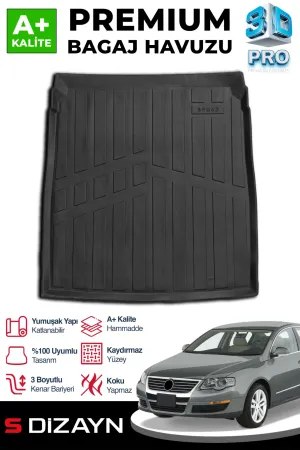 S-Dizayn VW Passat B6 3D Pro Bagaj Havuzu 2005-2010 A+ Kalite thumb 1