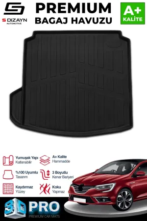 Renault Megane 2016-Günümüz uyumlu 4 3D Pro Bagaj Havuzu Sol Kulaklı 2016 Üzeri A+ Kalite modelleri Oto Aksesuar Shop'de. Kaliteli malzeme, hızlı kargo ve
