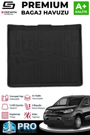 S-Dizayn Toyota Proace City Seperatörsüz 3D Pro Bagaj Havuzu 2019 Üzeri A+ Kalite thumb 1