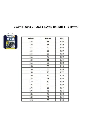 Kar Zinciri 4x4 Tipi 1600 Numara - Görsel 3