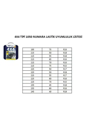 Kar Zinciri 4x4 Tipi 1050 Numara Uyumlu - Görsel 3