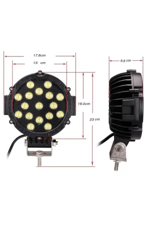 Off Road Sis Lambası Siyah 16 Cm Yuvarlak 17 Led 1 Adet thumb 3
