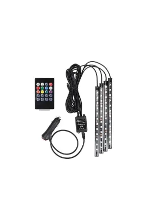 Araç İçi Ayak Altı Müziğe ve Sese Duyarlı 12 Ledli Rgb Renkli Kumandalı Led thumb 4