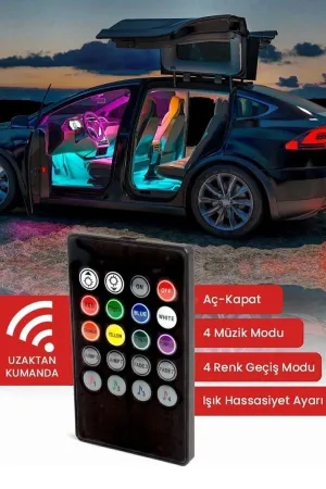 Araç Içi Aydınlatma Sorelis Kumandalı Müziğe Duyarlı 12 Led Ayak Altı Led - 7 Renk Rgb Pro - Görsel 2