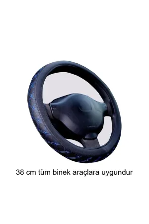 Direksiyon Kılıfı 38 Cm Geçmeli Siyah Binek Araçlara Gri Nakışlı thumb 2