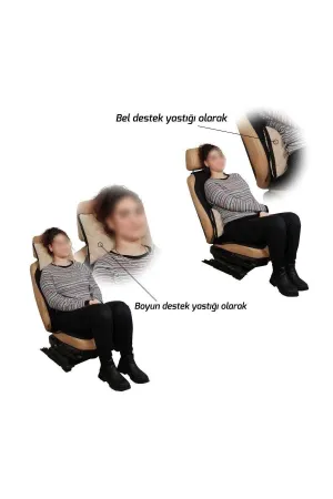 Oto Yastık Boyun Bel Destek Yastığı Polar Örtü Omuz Şalı Çok Amaçlı Kırmızı Nakışlı Siyah Yastık thumb 4