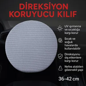 Direksiyon Koruyucu Kılıf Universal UV, Toz, Isı Koruma Yaz Kış Kullanıma 36-42 cm thumb 2