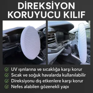 Direksiyon Koruyucu Kılıf Universal UV, Toz, Isı Koruma Yaz Kış Kullanıma 36-42 cm thumb 3