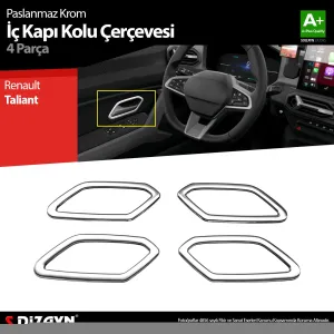 s-dizayn uyumlu Renault Taliant Krom İç Kapı Kolu Çerçevesi 4 Prç 2021 Üzeri A+ Kalite modelleri Oto Aksesuar Shop'de. Kaliteli malzeme, hızlı kargo ve güvenli
