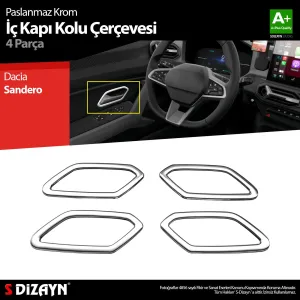 Dacia Sandero 2020-Günümüz (DJF) uyumlu Krom İç Kapı Kolu Çerçevesi 4 Prç 2020 Üzeri A+ Kalite modelleri Oto Aksesuar Shop'de. Kaliteli malzeme, hızlı kargo ve