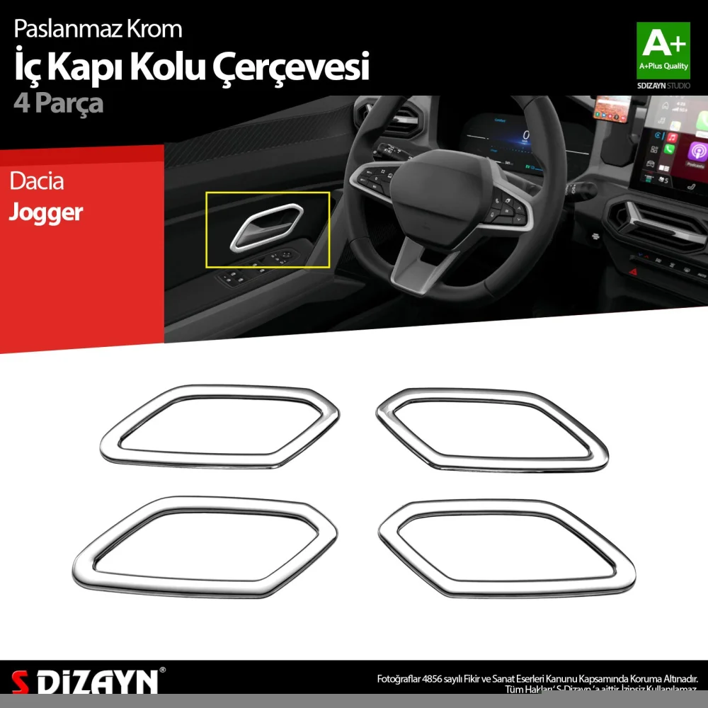 Drs Tuning Dacia Jogger Krom İç Kapı Kolu Çerçevesi 4 Prç 2022 Üzeri A+ Kalite