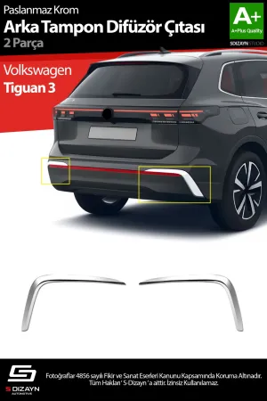 s-dizayn uyumlu Volkswagen Tiguan Krom Arka Tampon Difüzör Çıtası OEM Still 2 Prç. 2024 Üzeri A+ Kalite modelleri Oto Aksesuar Shop'de. Kaliteli malzeme, hızlı