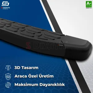 VW Transporter T7 Kısa Şase Evo Siyah Yan Basamak 223 Cm 2024 Üzeri A+ Kalite - Görsel 4