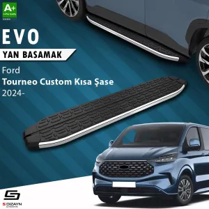 S-Dizayn Ford Tourneo Custom 2 Kısa Şase Evo Krom Yan Basamak 223 Cm 2023 Üzeri A+ Kalite thumb 1