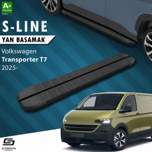 S-Dizayn Volkswagen Transporter T7 Uzun Şase S-Line Siyah Yan Basamak 263 Cm 2025 Üzeri A+ Kalite thumb 1