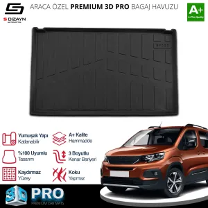 S-Dizayn Peugeot Rifter Seperatörlü 3D Pro Bagaj Havuzu 2019 Üzeri A+ Kalite - Görsel 2