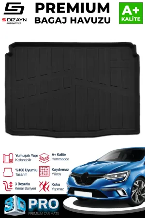 Renault Megane 2016-Günümüz uyumlu 4 HB 3D Pro Bagaj Havuzu 2016 Üzeri A+ Kalite modelleri Oto Aksesuar Shop'de. Kaliteli malzeme, hızlı kargo ve güvenli