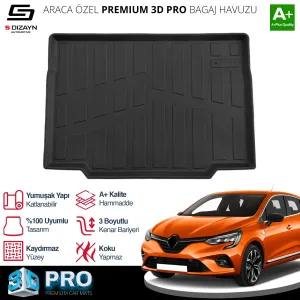 S-Dizayn Renault Clio 5 3D Pro Bagaj Havuzu 2019 Üzeri A+ Kalite thumb 2