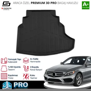 Mercedes C200 W205 3D Pro Plastik Setli Bagaj Havuzu 2014-2021 A+ Kalite thumb 2