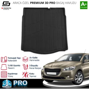 S-Dizayn Peugeot 301 3D Pro Bagaj Havuzu 2012 Üzeri A+ Kalite - Görsel 2