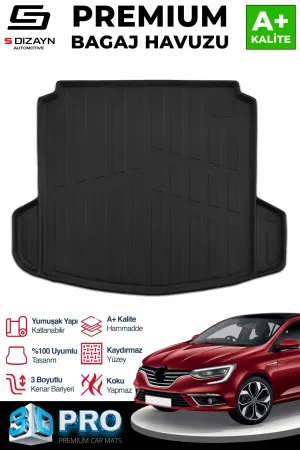 Renault Megane 2016-Günümüz uyumlu 4 3D Pro Bagaj Havuzu Çift Kulaklı 2016 Üzeri A+ Kalite modelleri Oto Aksesuar Shop'de. Kaliteli malzeme, hızlı kargo ve