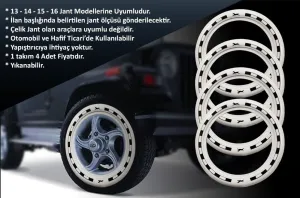 Chery Uyumlu  16 Jant At Desenli Lastik Yanağı Beyaz Renk 1 Takım 4 Adet thumb 2
