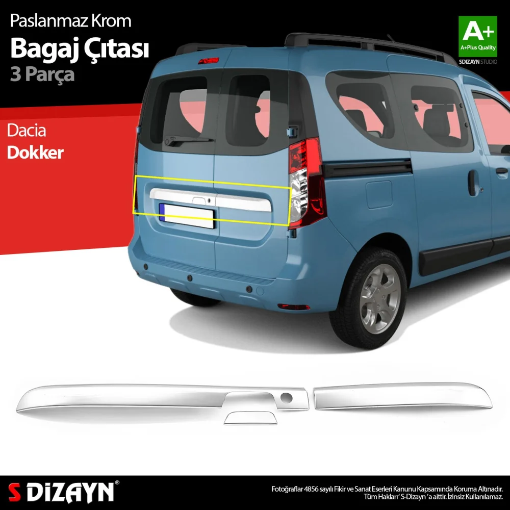Drs Tuning Dacia Dokker Krom Bagaj Çıtası 3 Prç. 2012 Üzeri A+ Kalite