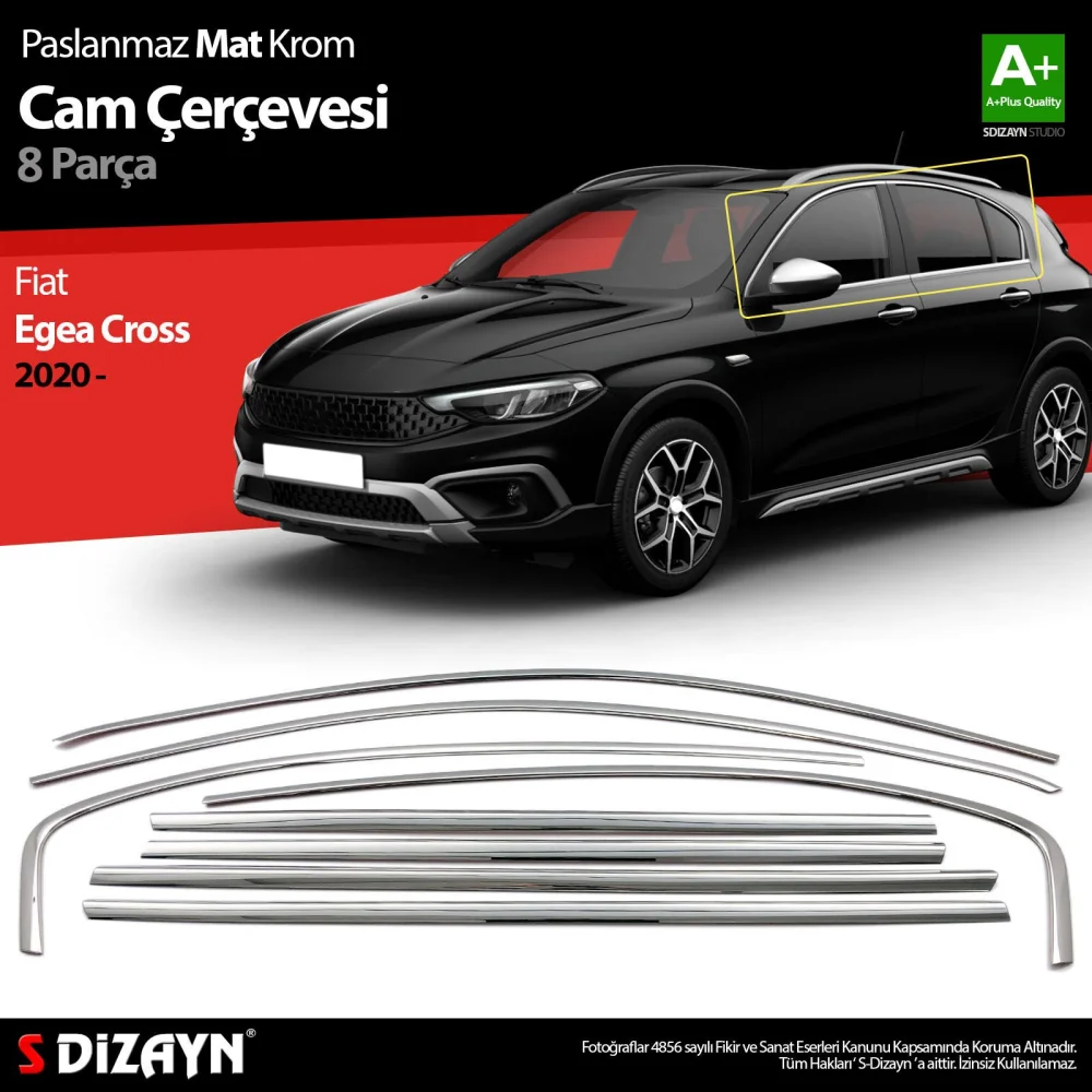 Drs Tuning Fiat Egea Cross Krom Cam Çerçevesi 8 Prç. 2020 Üzeri (Mat Krom) A+ Kalite
