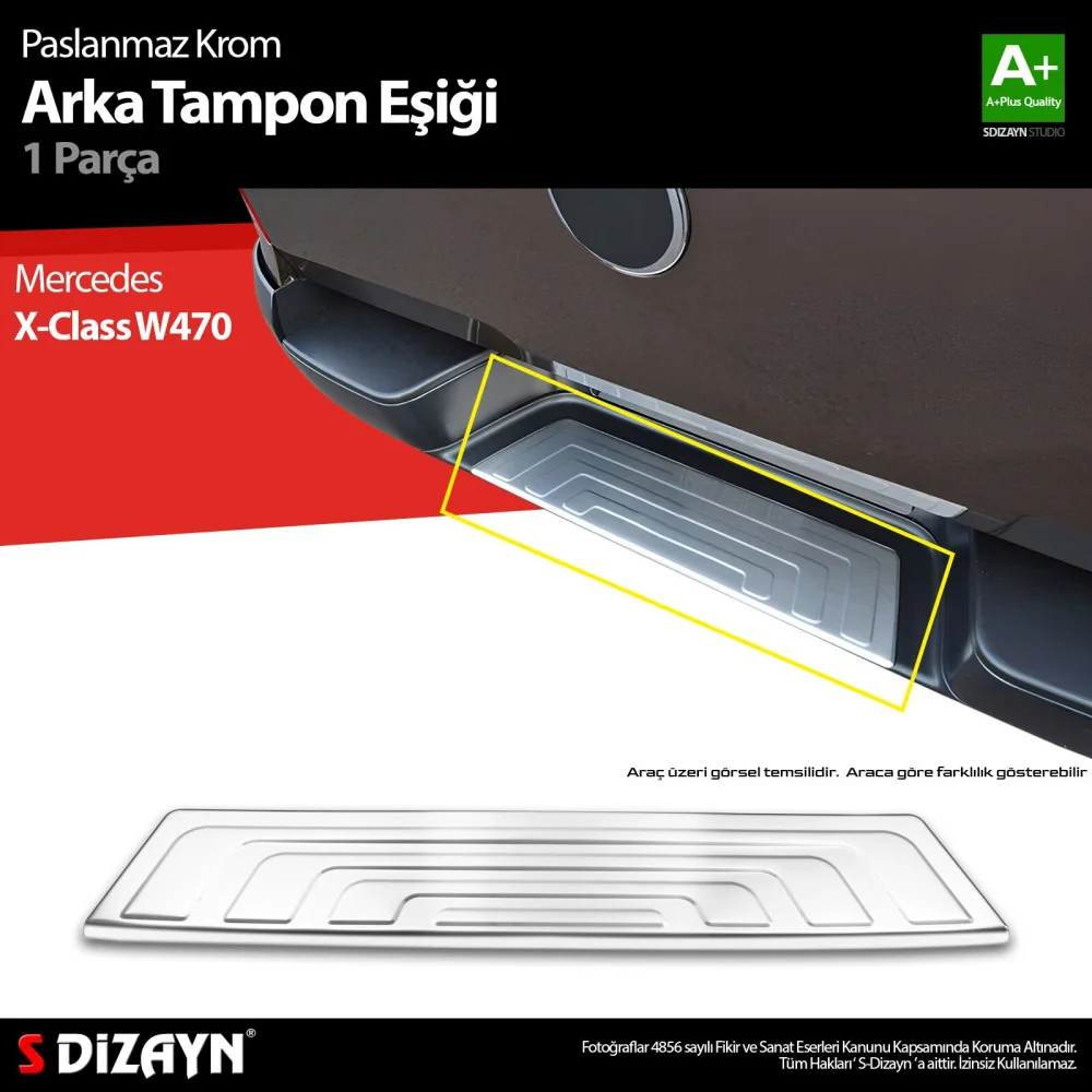 Drs Tuning Mercedes X-Class Krom Arka Tampon Eşiği 2017 Üzeri A+ Kalite