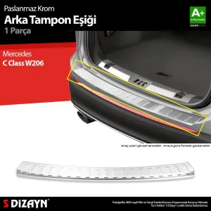 s-dizayn uyumlu Mercedes C Class W206 Krom Arka Tampon Eşiği 2021 Üzeri A+ Kalite modelleri Oto Aksesuar Shop'de. Kaliteli malzeme, hızlı kargo ve güvenli