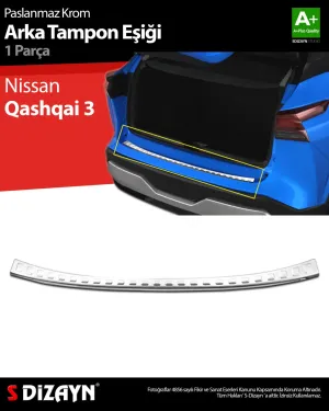 Nissan Qashqai 2021-Günümüz (J12) uyumlu 3 Krom Arka Tampon Eşiği 2021 Üzeri modelleri Oto Aksesuar Shop'de. Kaliteli malzeme, hızlı kargo ve güvenli